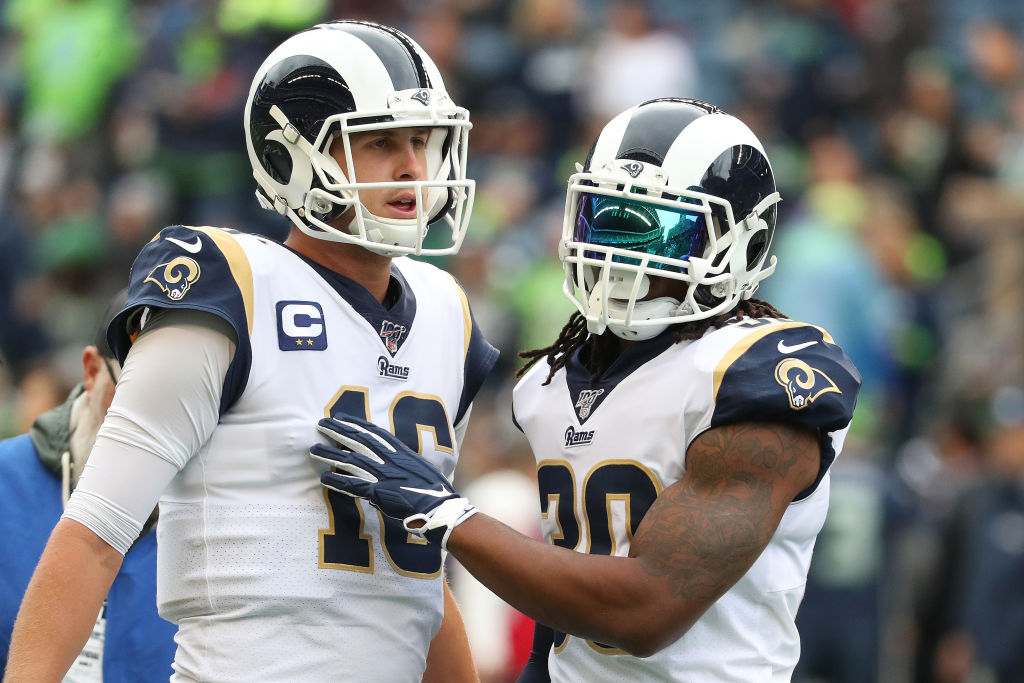 Los Angeles Rams running back Todd Gurley is out with a quad injury.