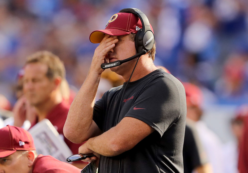 Washington Redskins' coach Jay Gruden on the sideline