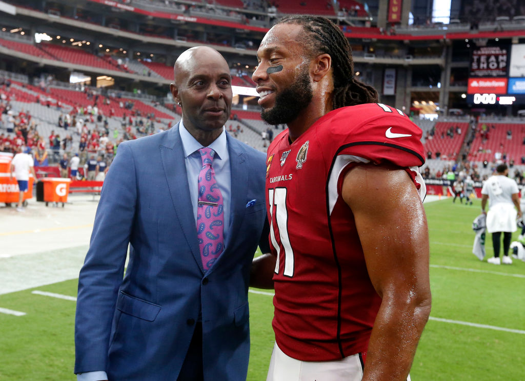 Hall of Famer Jerry Rice and Cardinals wide receiver Larry Fitzgerald