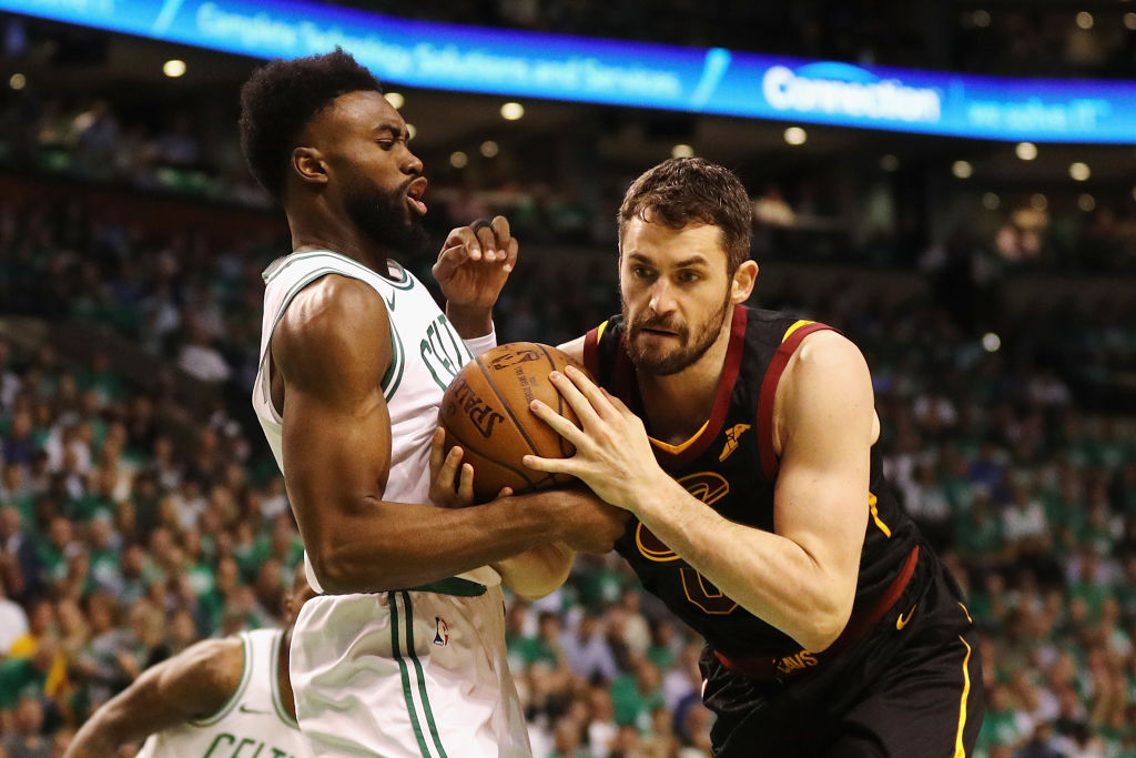 A Celtics-Cavaliers trade featuring Jaylen Brown (left) and Kevin Love makes a lot of sense for both sides.