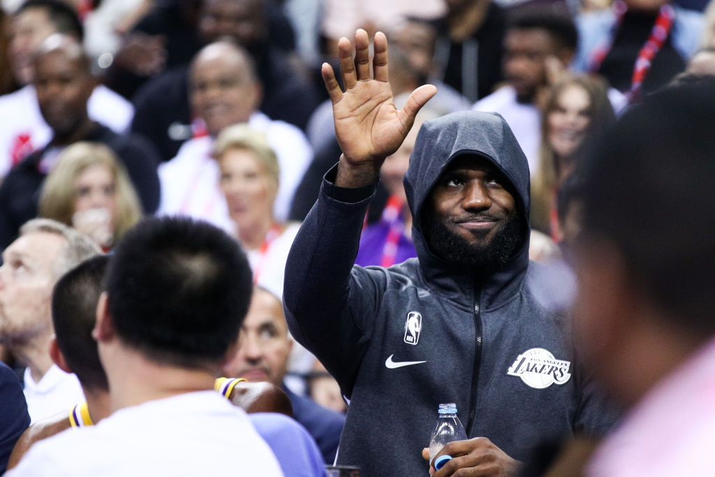 LeBron James waves to his fans in Shenzhen, Guangdong, China this preseason