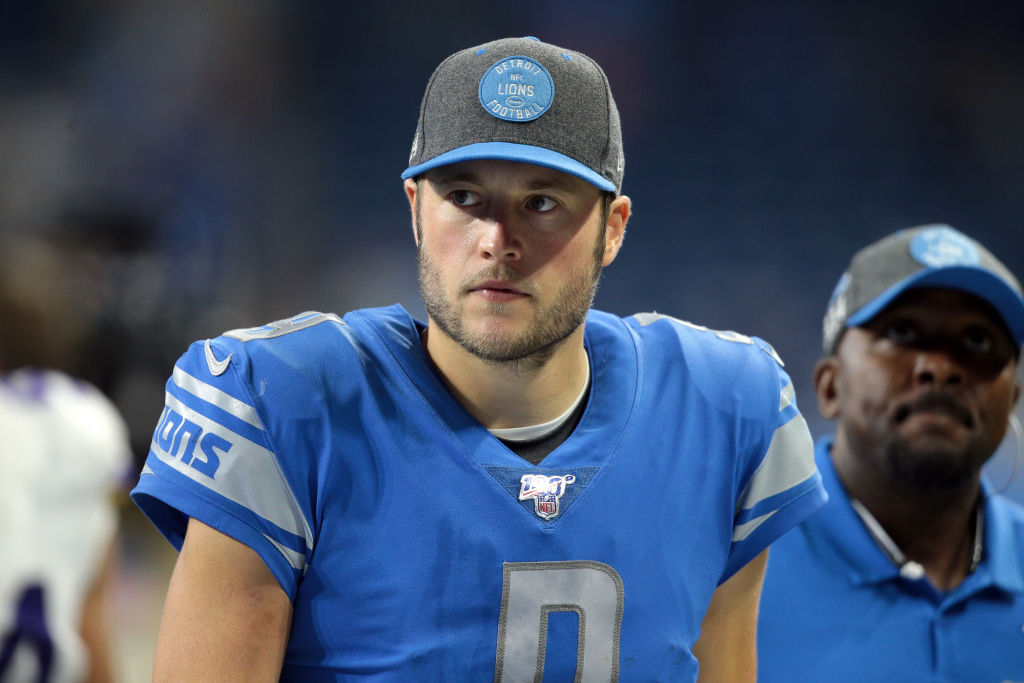 Detriot Lions' quarterback Matthew Stafford looks disappointed after a loss.