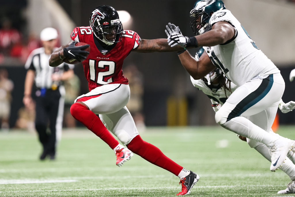 The New England Patriots traded for Atlanta Falcons receiver Mohamed Sanu on Tuesday.