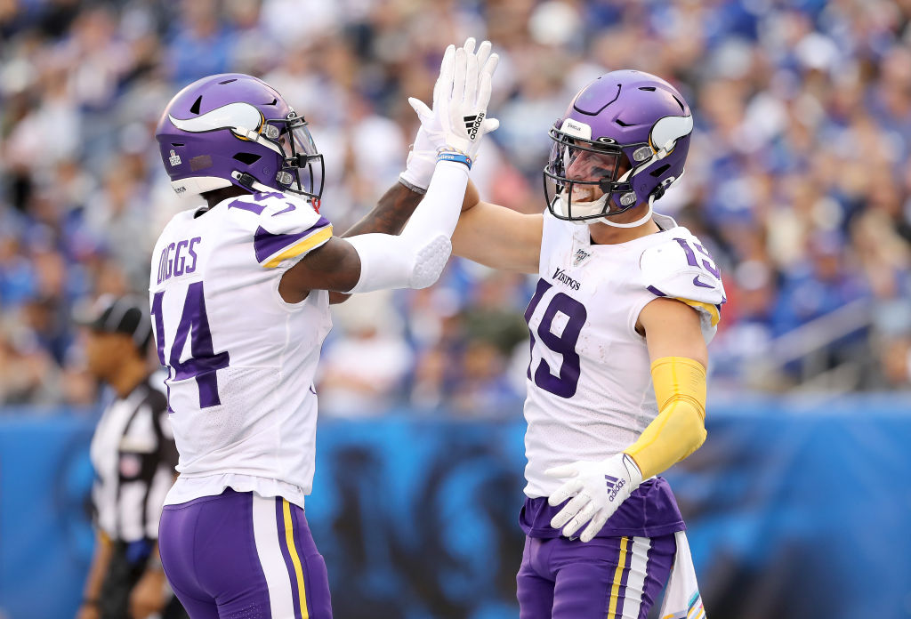Adam Thielen caught both of Kirk Cousins' touchdown passes in a win over the Giants on Oct. 6, 2019.