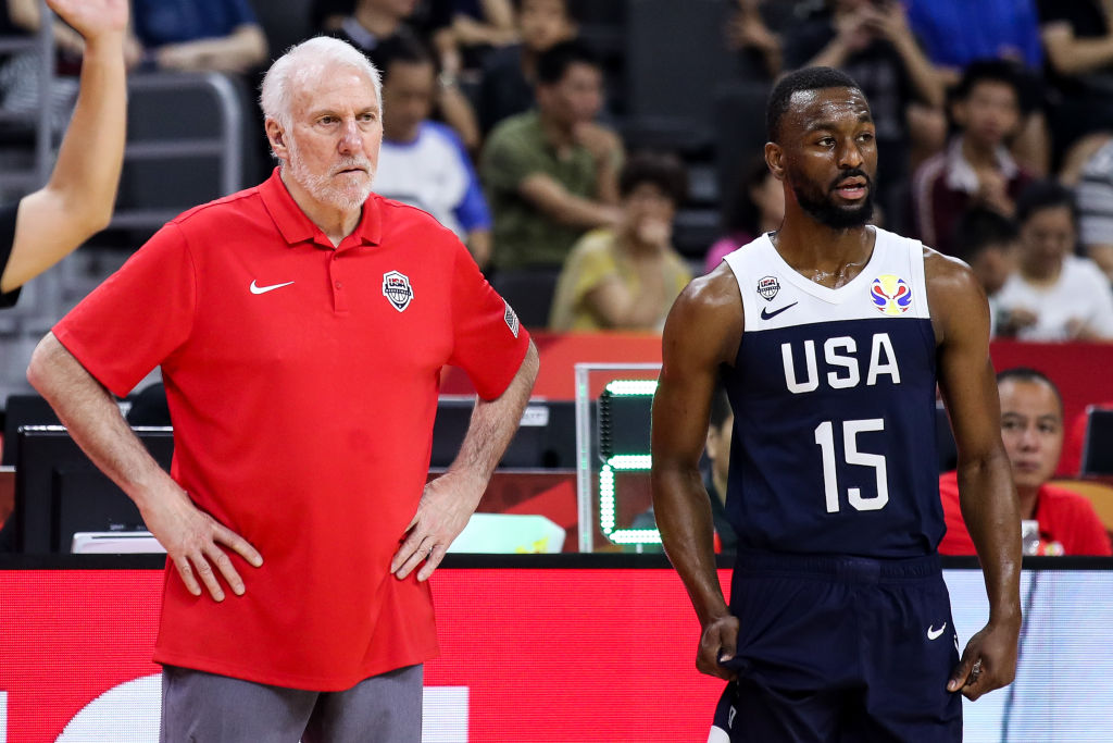 The Team USA roster at the 2020 Olympics could look drastically different than the one from the 2019 FIBA World Cup, but coach Gregg Popovich (left) and Kemba Walker (right) are virtual locks.