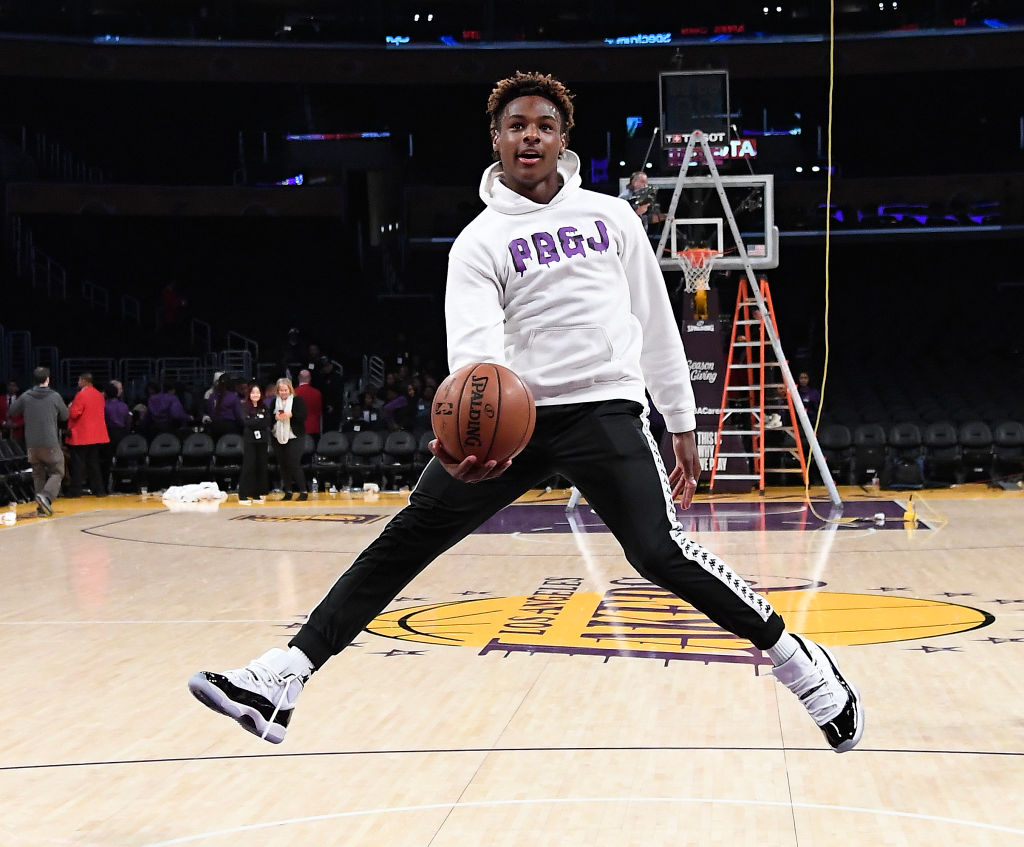 bronny james playing basketball