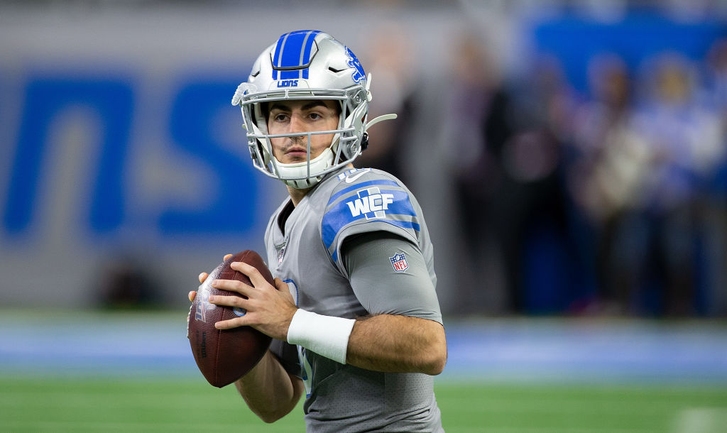 David Blough warming up ahead of his first career start on Thanksgiving Day