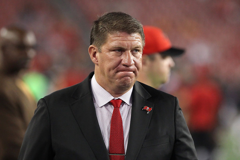 General Manager Jason Licht of the Buccaneers walks off the field