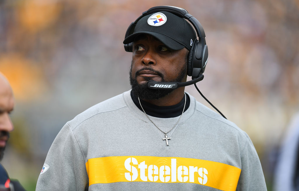 NFL head coach Mike Tomlin looks on from the sidelines.