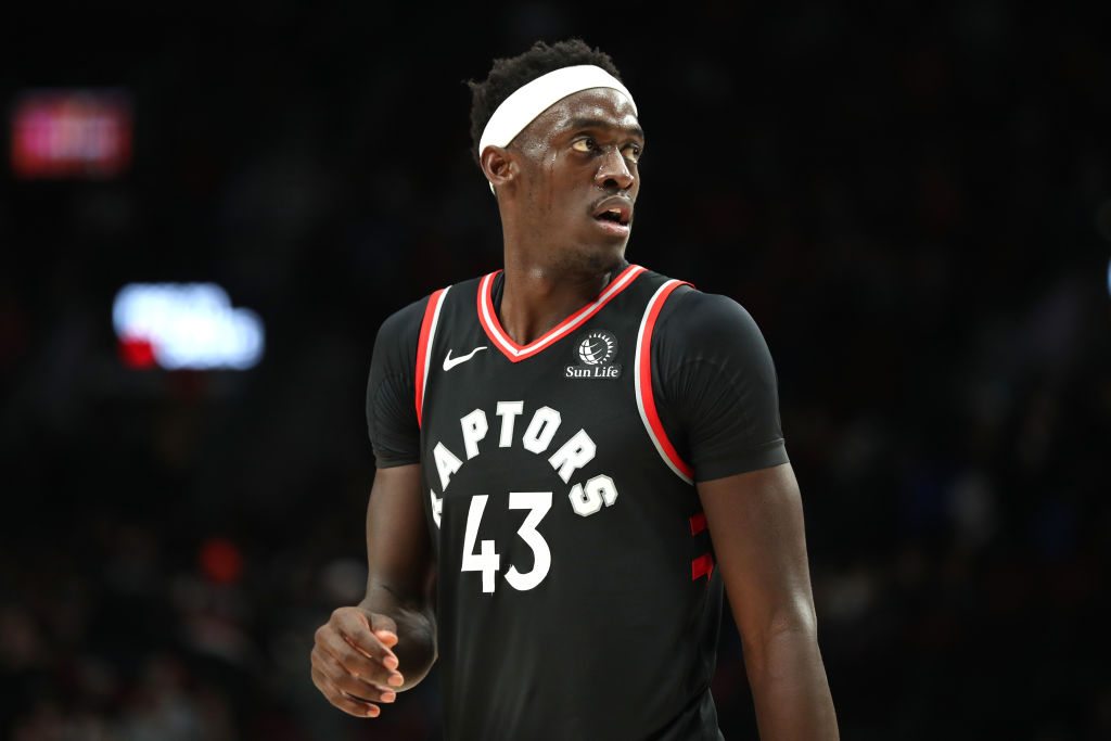 Pascal Siakam looks on during a Raptors game.