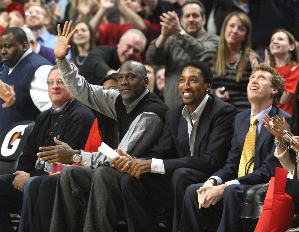 Former Chicago Bulls stars Scottie Pippen and Michael Jordan