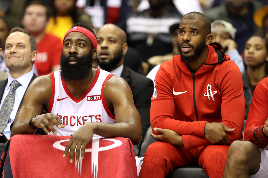 Former Rockets teammates Chris Paul and James Harden