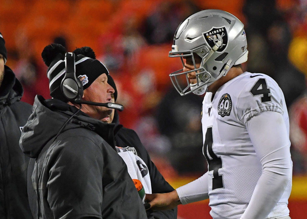 Jon Gruden and Derek Carr trying to figure things out in a second straight blowout loss