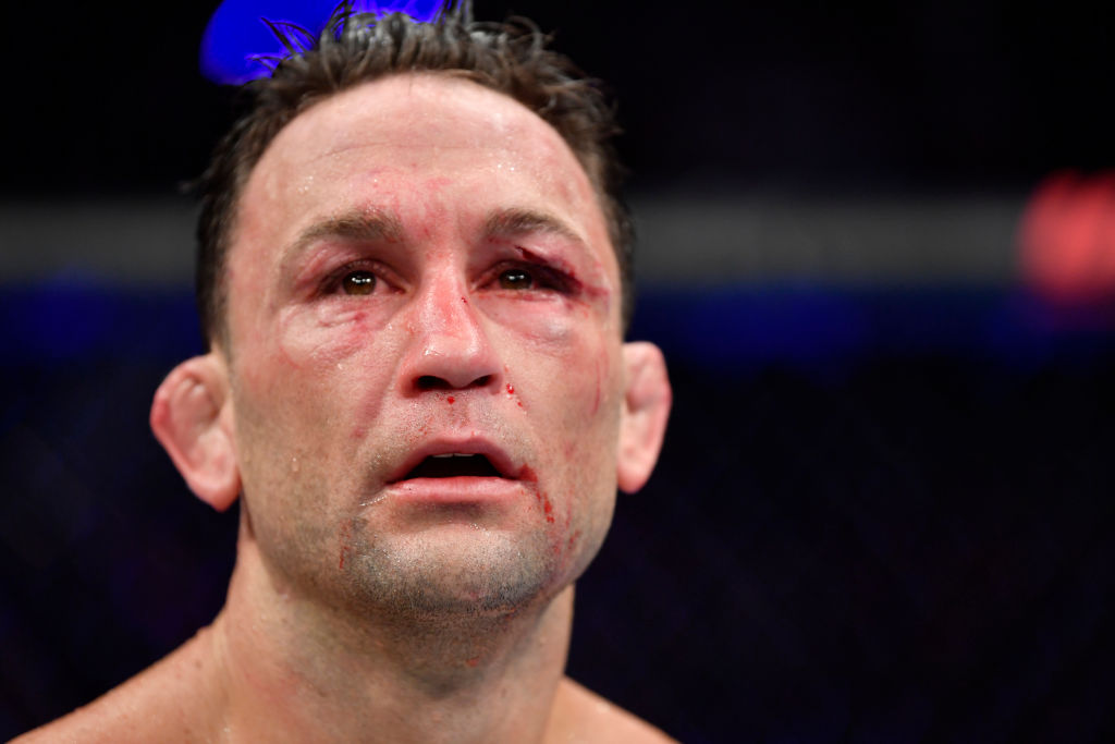 Frankie Edgar reacts after losing a UFC fight