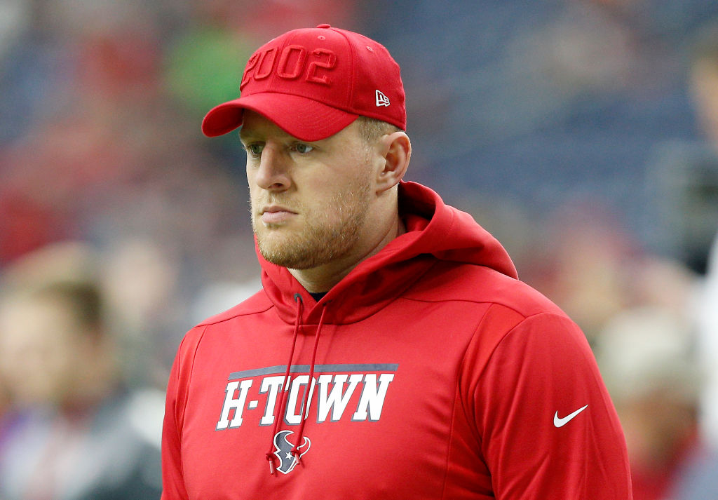 Houston Texans defensive end J.J. Watt is currently out with a torn pectoral muscle.