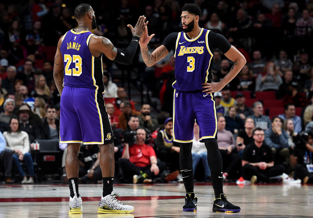 Lakers forwards Anthony Davis and LeBron James