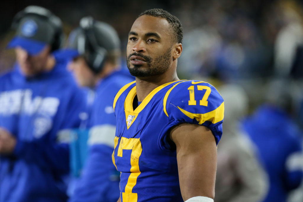 Los Angeles Rams wide receiver Robert Woods stands on the sideline
