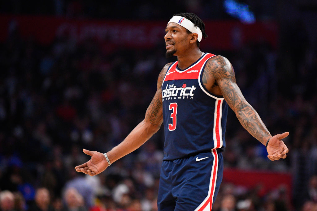 Washington Wizards guard Bradley Beal looking frustrated.