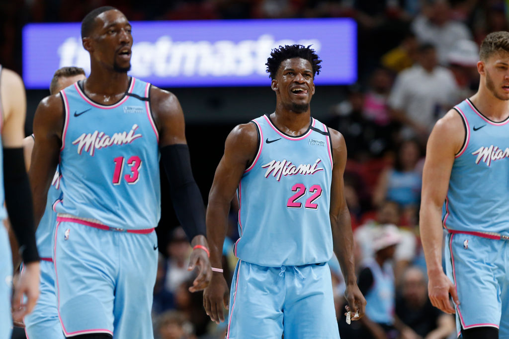 Jimmy Butler of the Miami Heat reacts against the LA Clippers