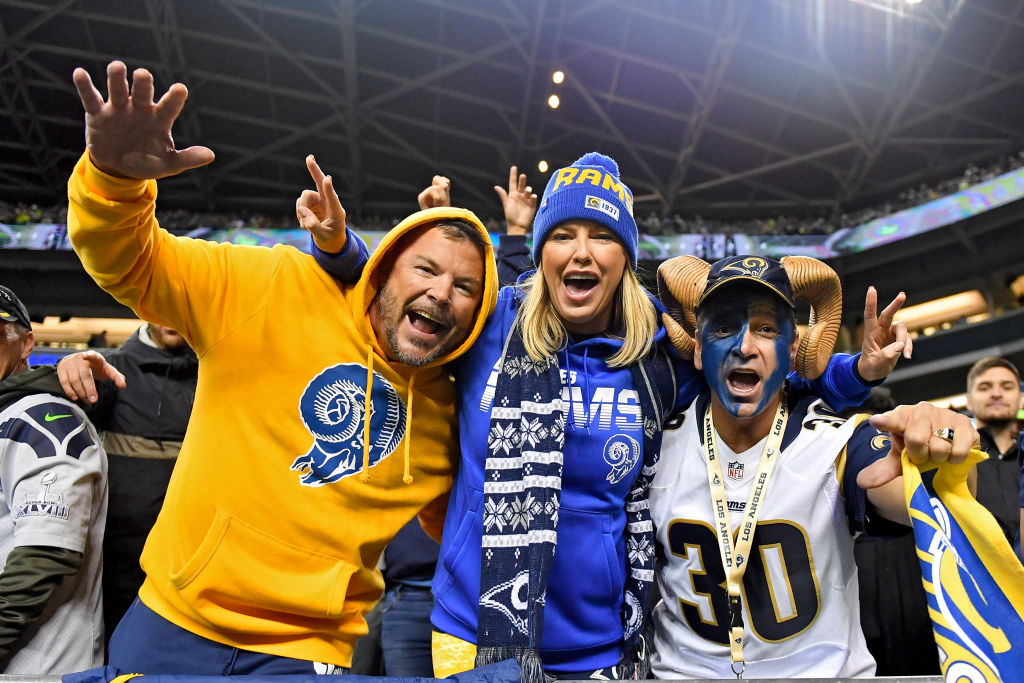 Los Angeles Rams fans are pumped during a game