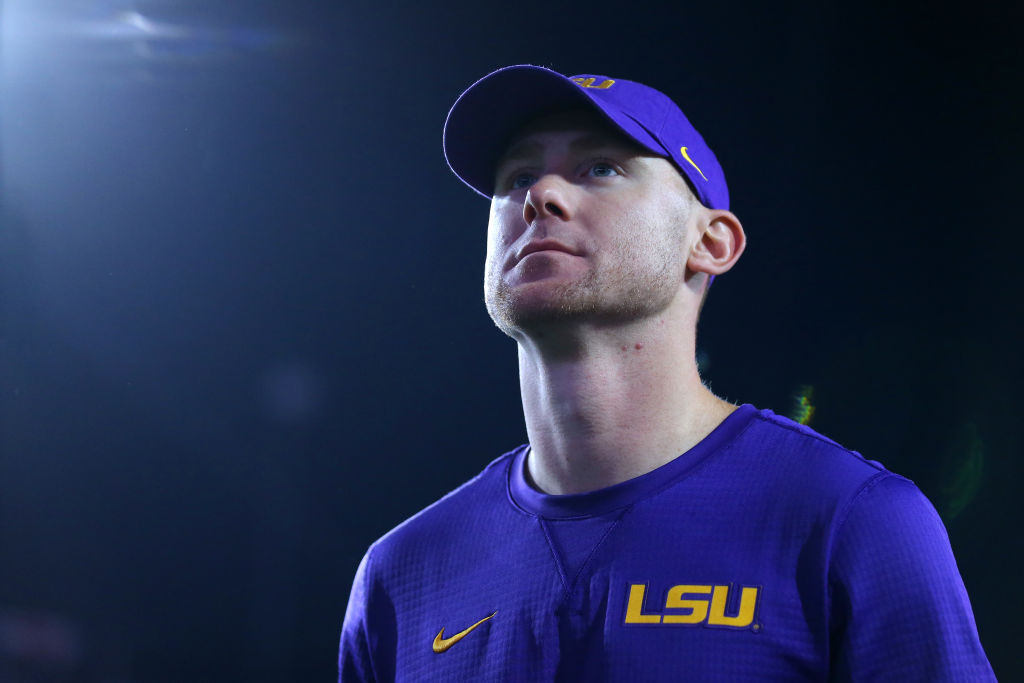 Passing coordinator Joe Brady of the LSU Tigers
