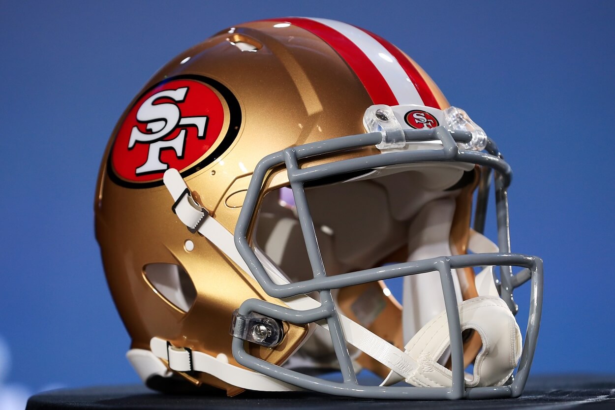A San Francisco 49ers helmet ahead of Super Bowl 54