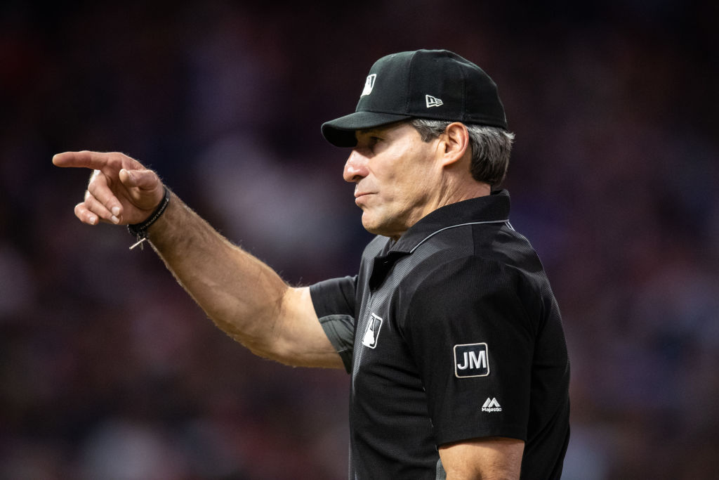 Angel Hernandez making a call during an MLB game