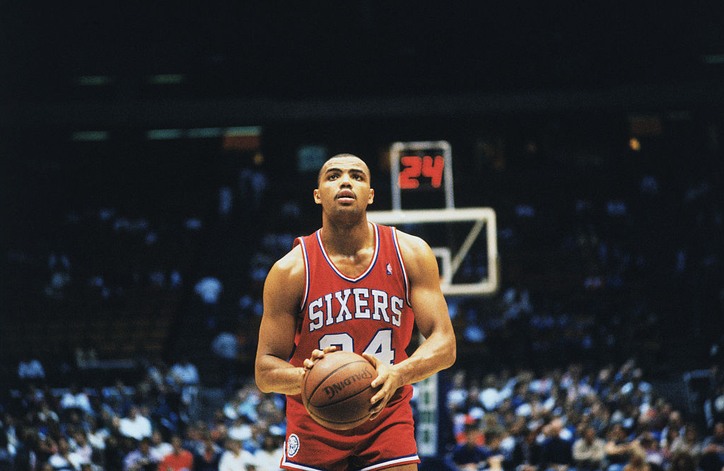 Charles Barkley, forward for the Philadelphia 76ers on free-throw line
