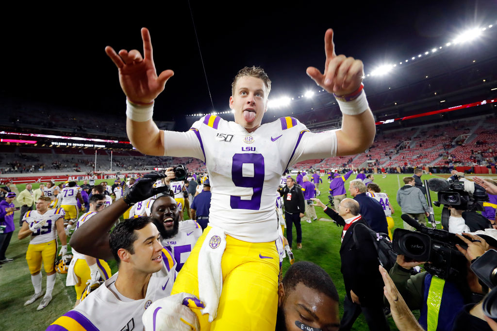 Joe Burrow being carried off the field