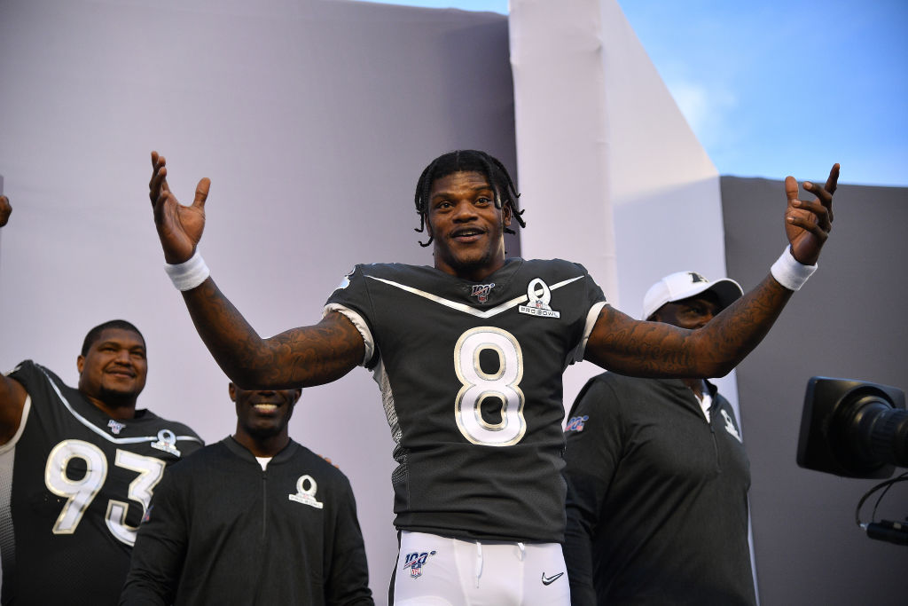 Lamar Jackson of the Baltimore Ravens after the 2020 NFL Pro Bowl