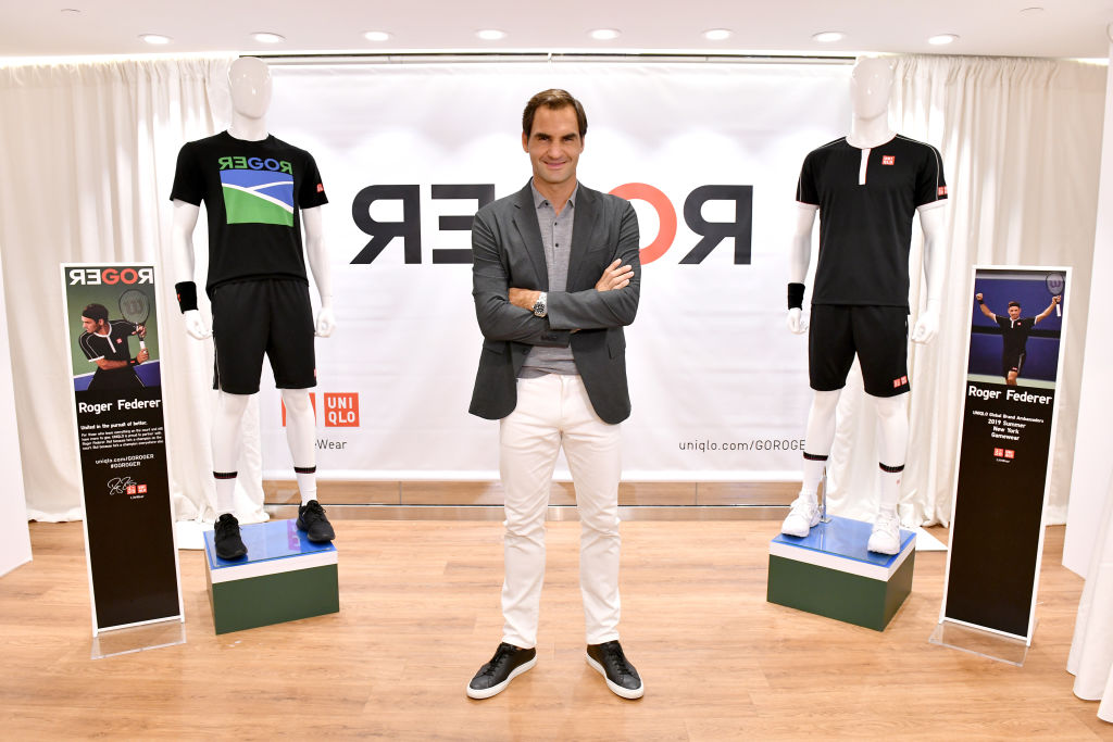 Roger Federer launches a new Uniqlo LifeWear Collection at the Uniqlo NYC Flagship