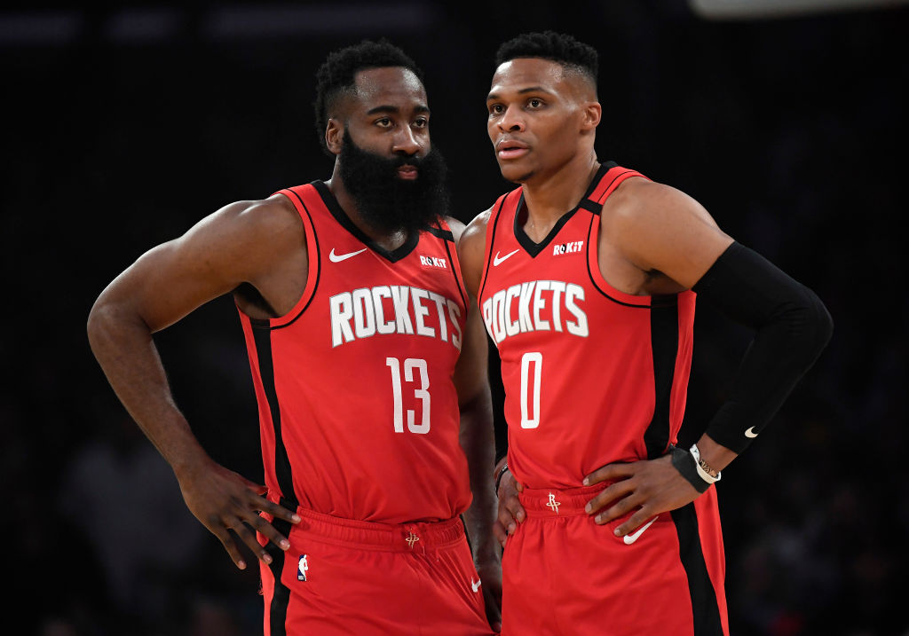 Houston Rockets teammates James Harden Russell Westbrook