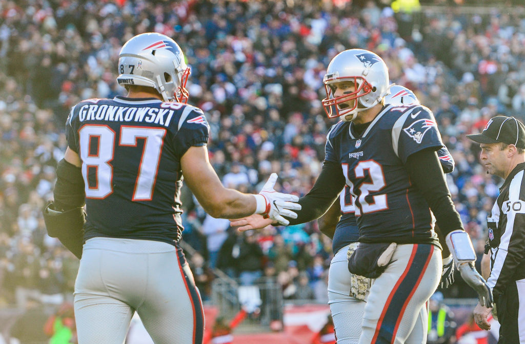 Patriots quarterback Tom Brady and Rob Gronkowski