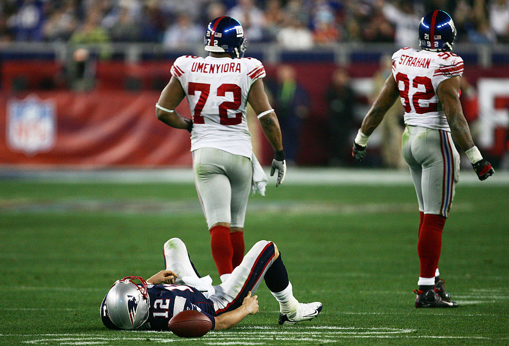 Tom Brady suffered one of his worst playoff defeats when the Giants upset the Patriots in Super Bowl XLVI.