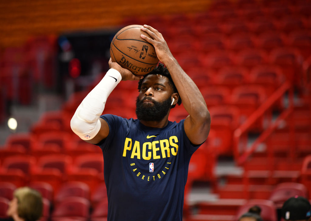 Tyreke Evans of the Indiana Pacers warms up before a game