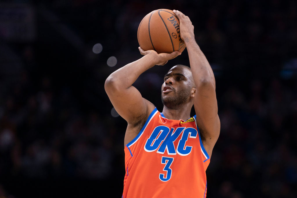 Chris Paul of the Oklahoma City Thunder shoots the ball