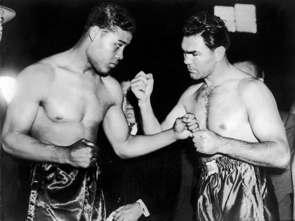 Joe Louis And Max Schmeling posing for a picture before a fight