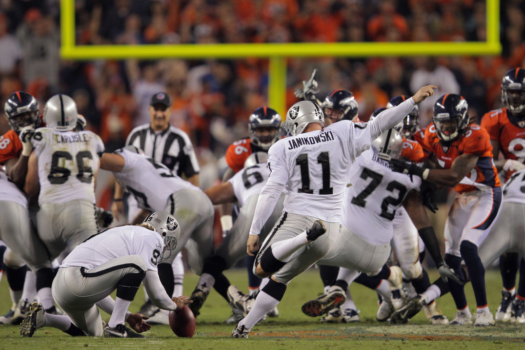Sebastian Janikowski is the last kicker to get selected in the first round of the NFL draft.