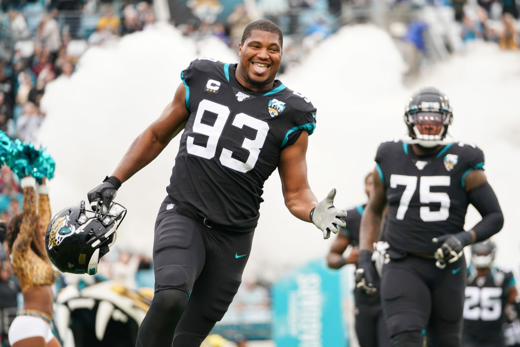 Calais Campbell of the Jacksonville Jaguars enters the field
