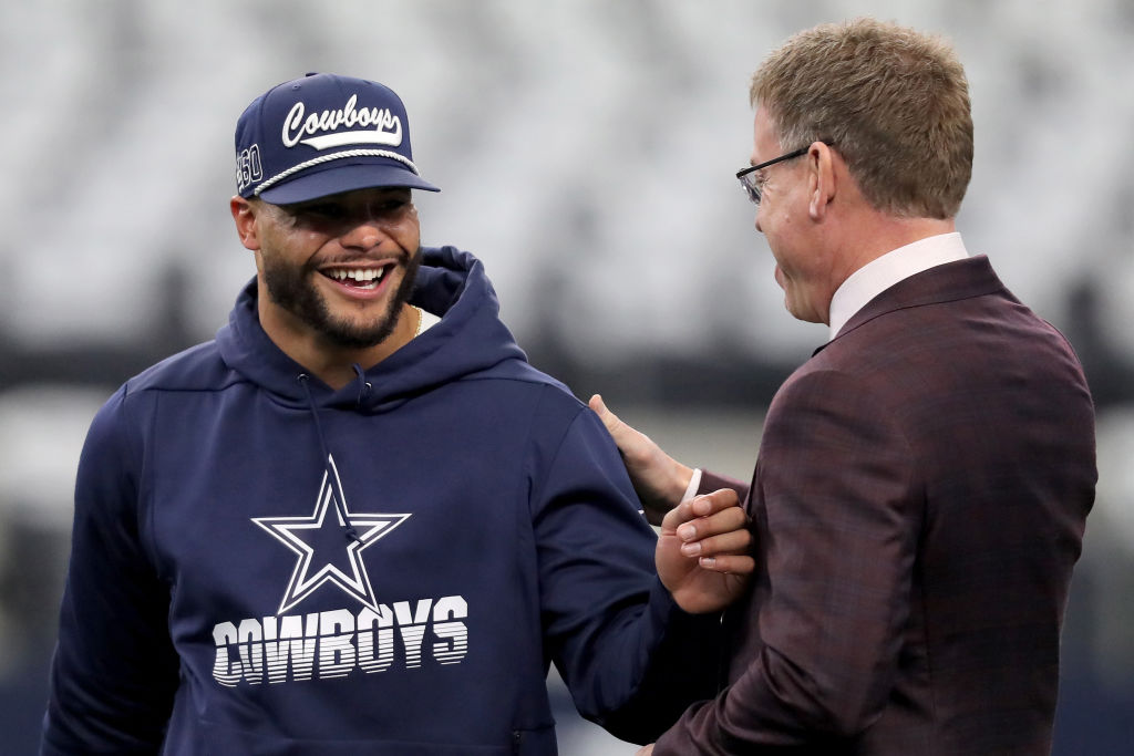 Cowboy Dak Prescott and Hall of Famer Troy Aikman