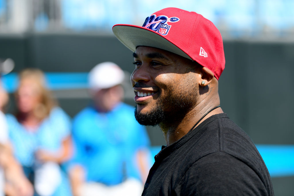 Former Carolina Panthers WR Steve Smith before a game