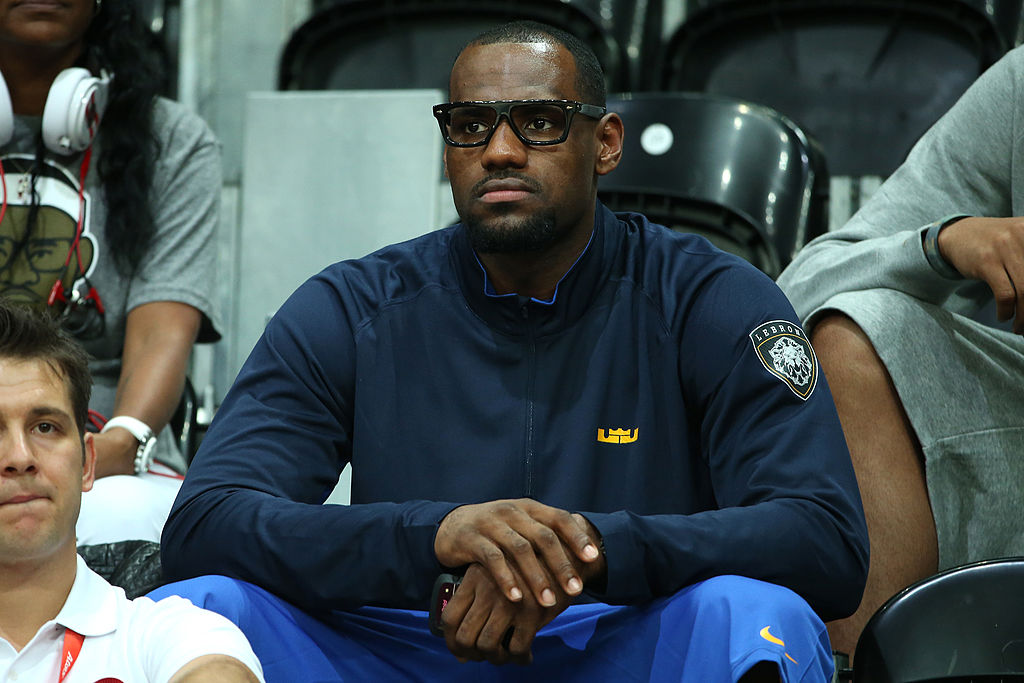 NBA player LeBron James watches a game