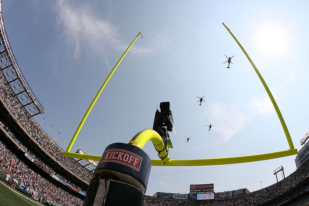 An NFL field goal post seen before a game