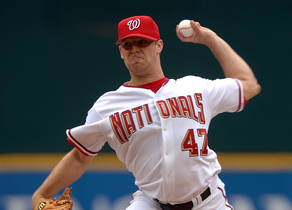 Washington Nationals pitcher Matt White pitches in 2005