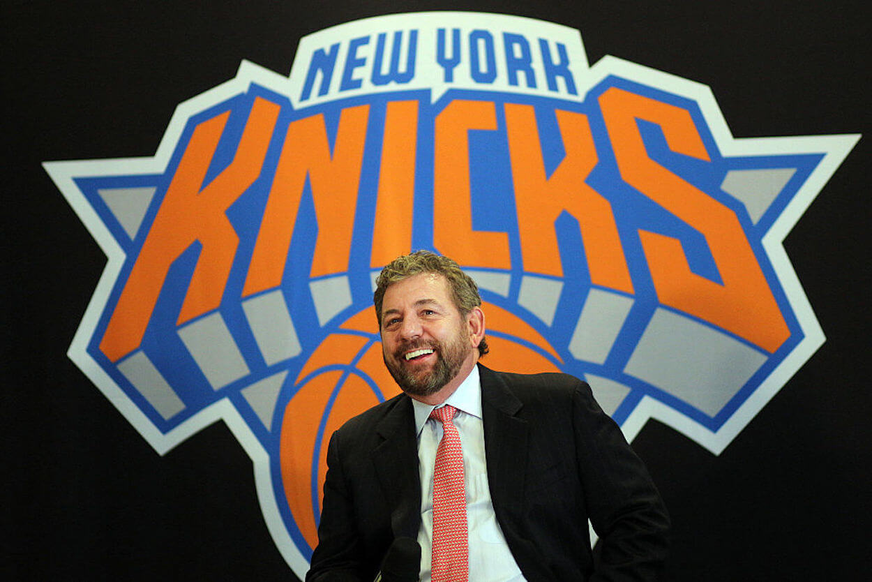 New York Knicks owner James Dolan at a press conference.