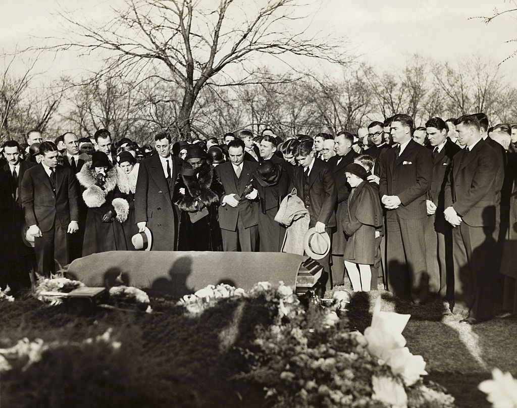 Legendary Notre Dame Coach Knute Rockne was mourned by massive crowds at his funeral.