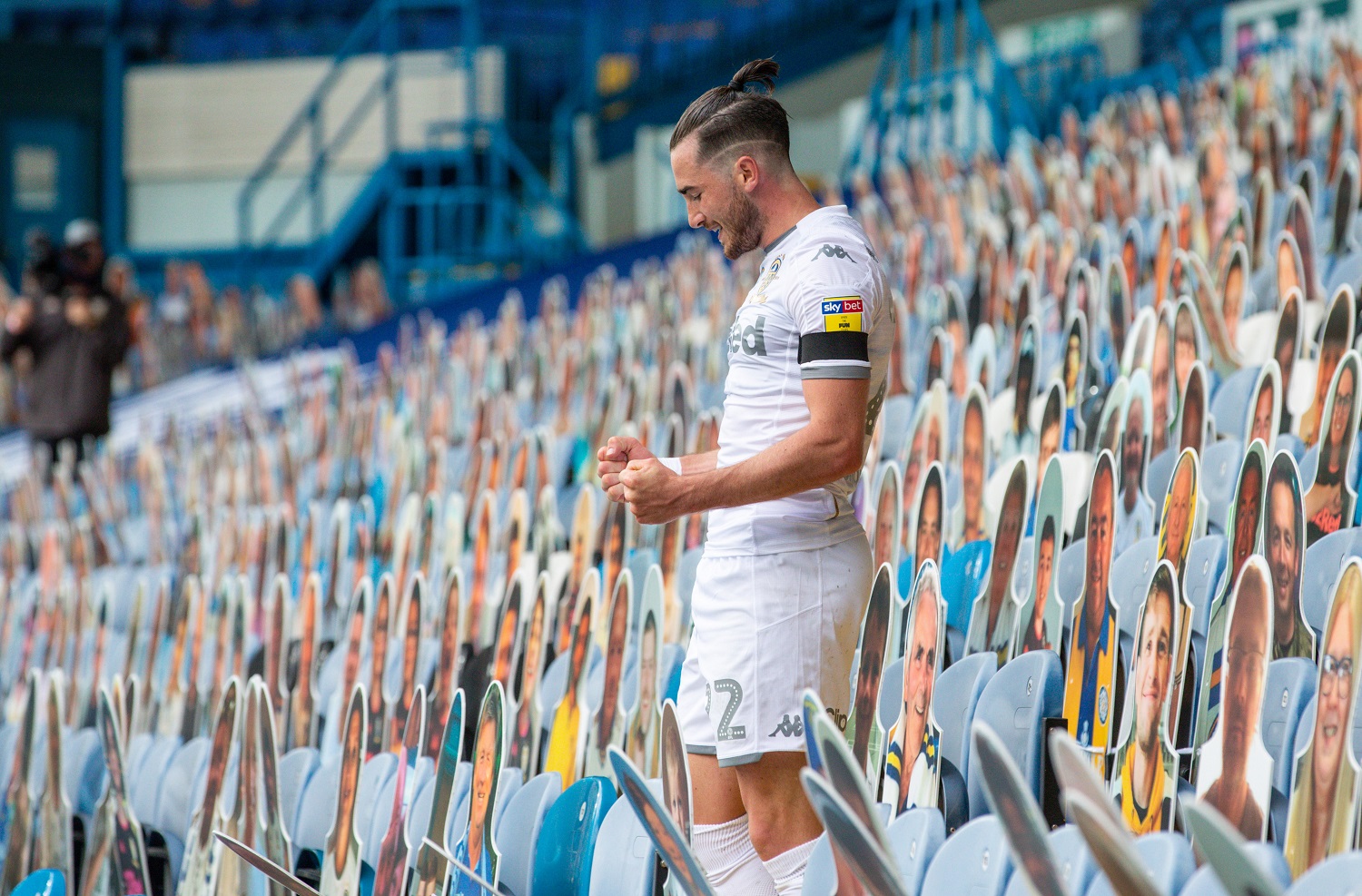 Leeds United's Jack Harrison celebrates scoring the team's third goal during the match vs. Fulham. | Alex Dodd - CameraSport via Getty Images