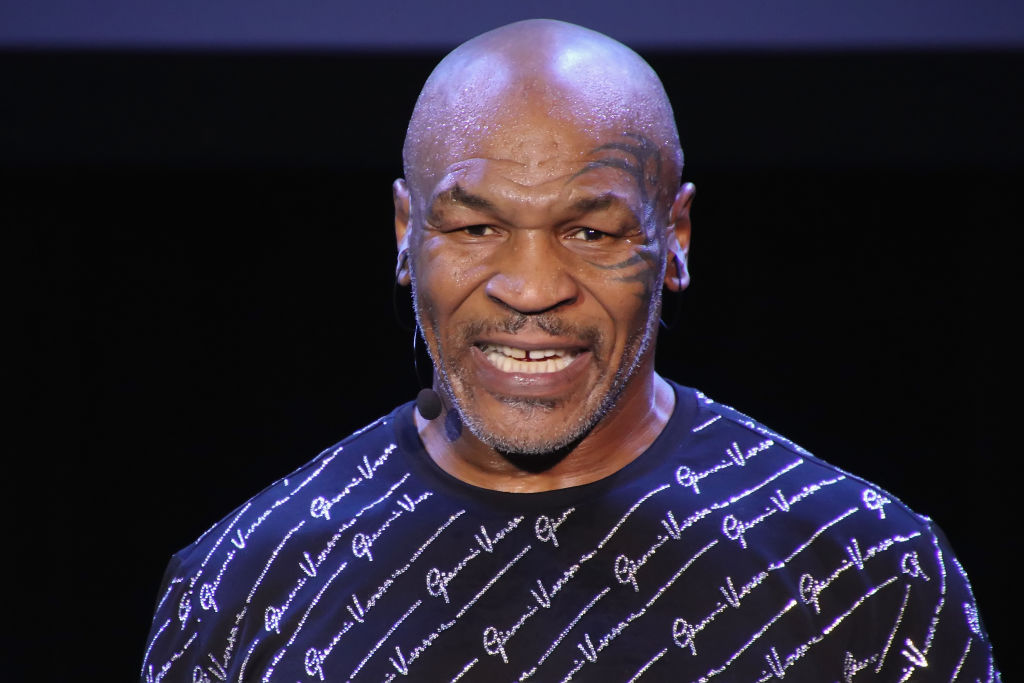 Mike Tyson on stage performing his one man show