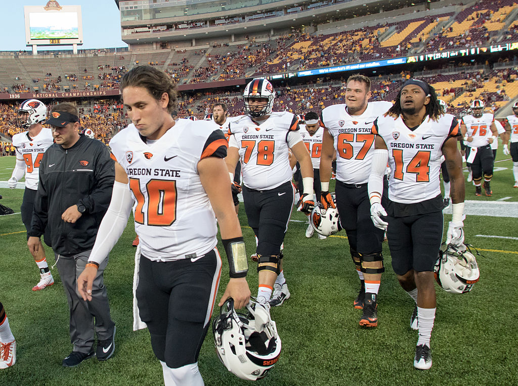 Oregon State dismissed walk-on tight end Rocco Carley (not pictured) after a racist video he made in 2017 emerged.