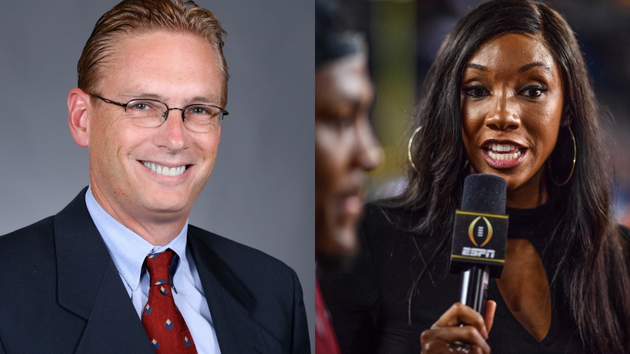 Veteran ESPN announcer Dave LaMont (L) could be out of a job after co-worker Maria Taylor called him out on a conference call about race relations.